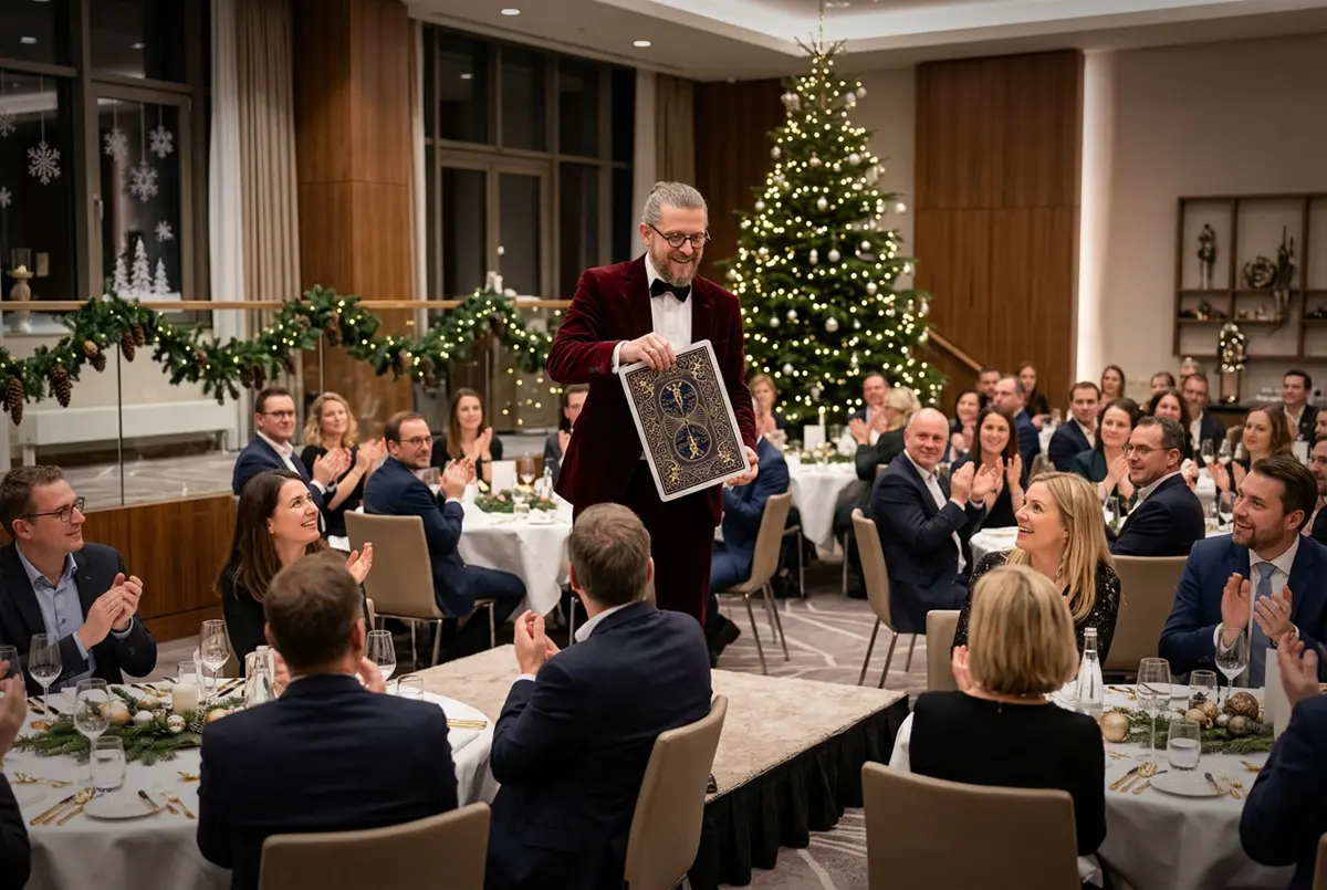 Zaubershow als gemeinsamer Höhepunkt bei einer Jahresabschlussfeier